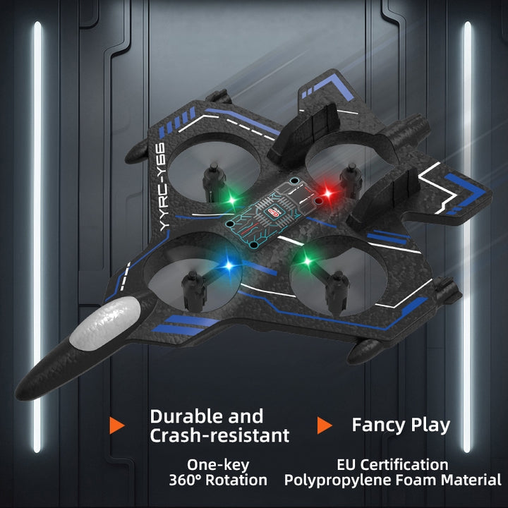 RC Drone Fighter Jet for Kids – 2.4GHz 4-Axis Remote Control Plane with LED Lights
