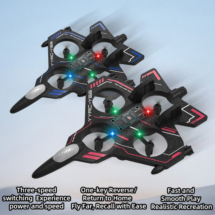 RC Drone Fighter Jet for Kids – 2.4GHz 4-Axis Remote Control Plane with LED Lights