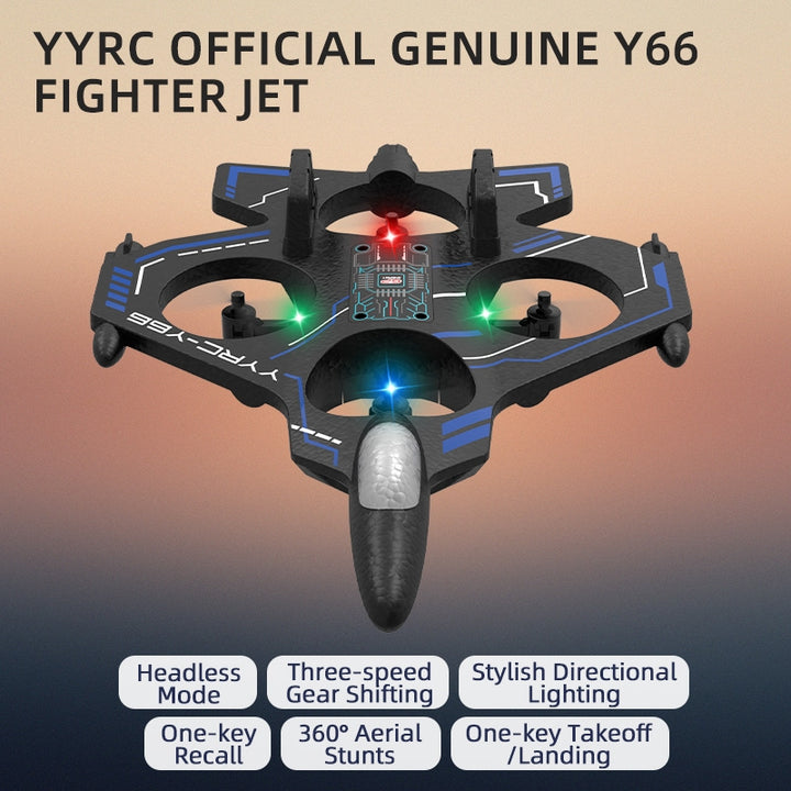 RC foam fighter jet for kids with LED lights and 4-axis control