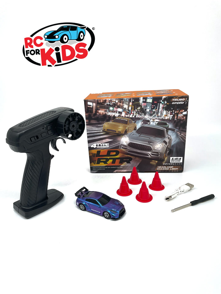 Blue Purple GTR GT-R Skyline Remote Control RC Micro Drift Car 1:64 1/64 scale