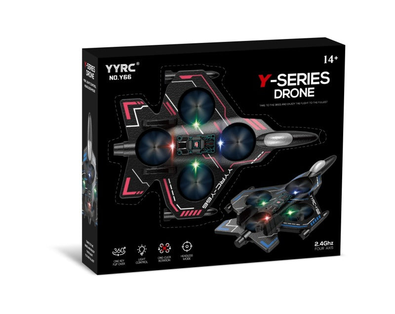 RC Drone foam fighter jet for kids with LED lights and 4-axis control
