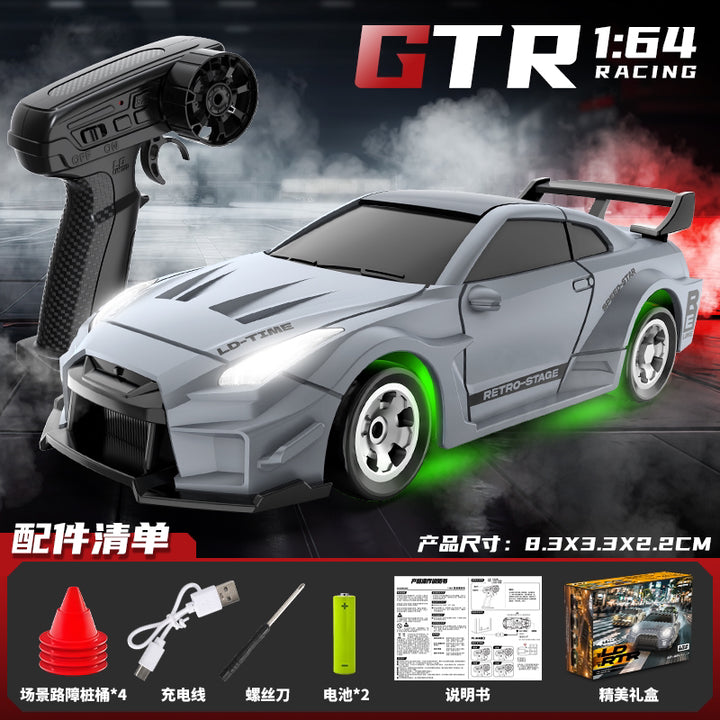 Gray Skyline GTR GT-R micro drift RC car for kids – compact indoor drift car 1:64