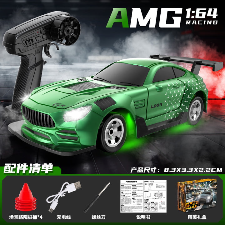 Green AMG micro drift RC car for kids – compact indoor drift car