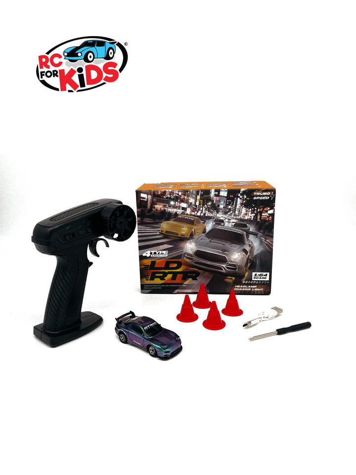 Green Purple RX7 RX-7 Remote Control RC Micro Drift Car 1:64 1/64 scale