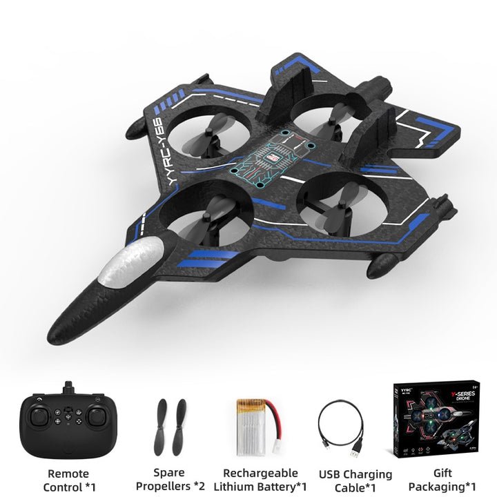 RC foam fighter jet for kids with LED lights and 4-axis control