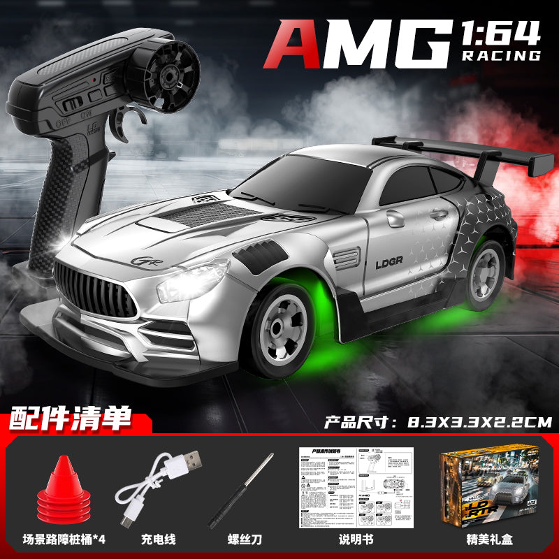 Silver AMG micro drift RC car for kids – compact indoor drift car