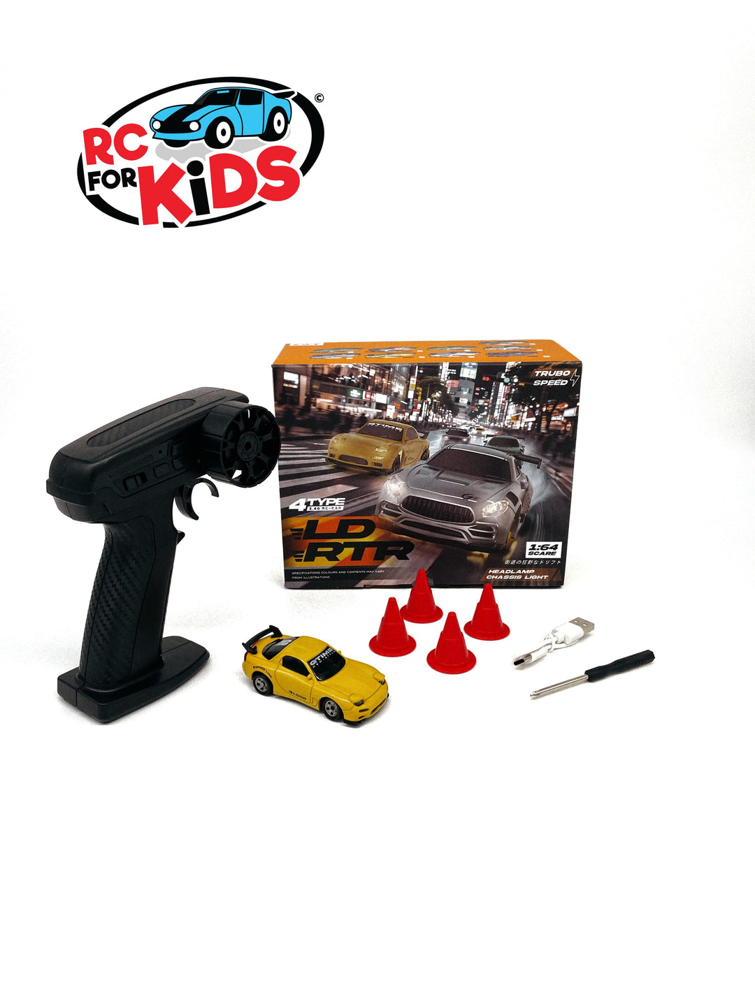 Yellow RX7 RX-7 Remote Control RC Micro Drift Car 1:64 1/64 scale
