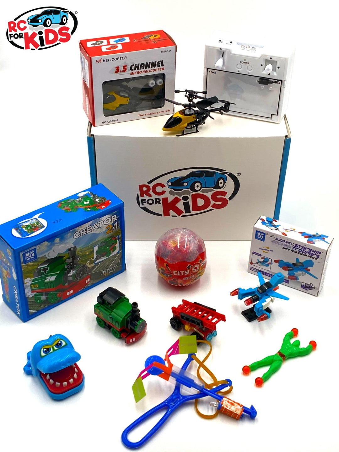 RC For Kids Micro Helicopter Toy Box – 3.5 Channel Indoor RC Helicopter + Building Blocks