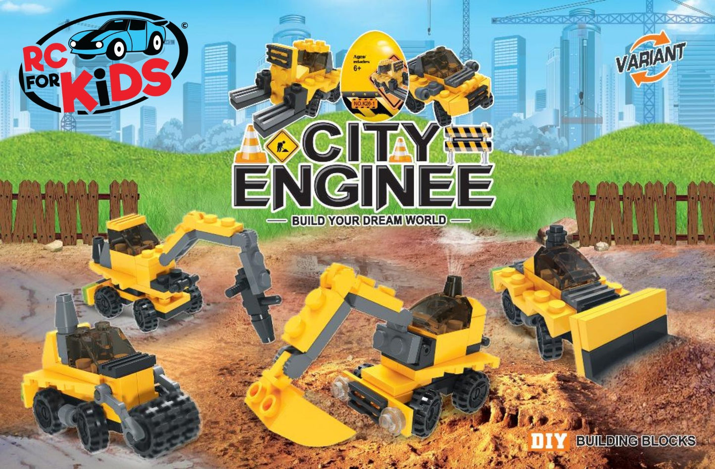 City Construction Building Brick Block Carrier Vehicle set 2 in 1