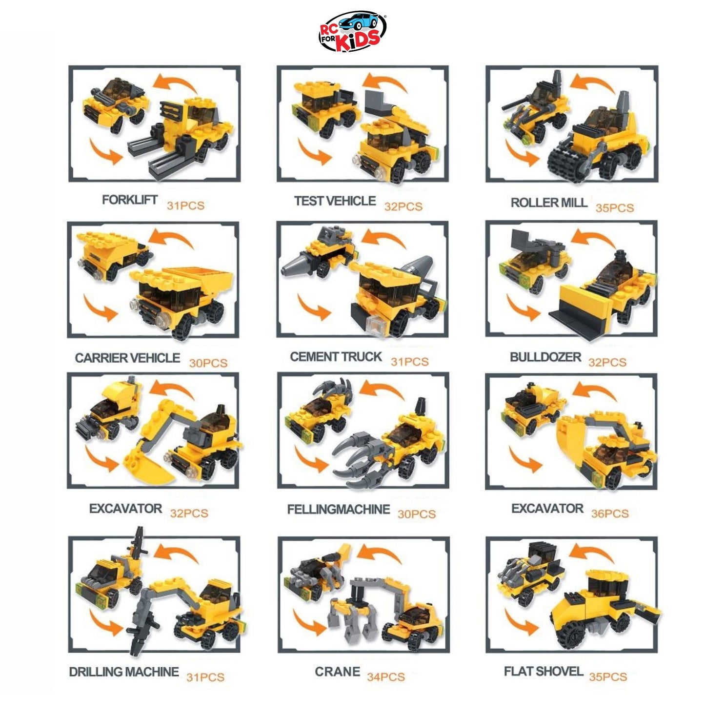 City Construction Building Brick Block Excavator set 2 in 1