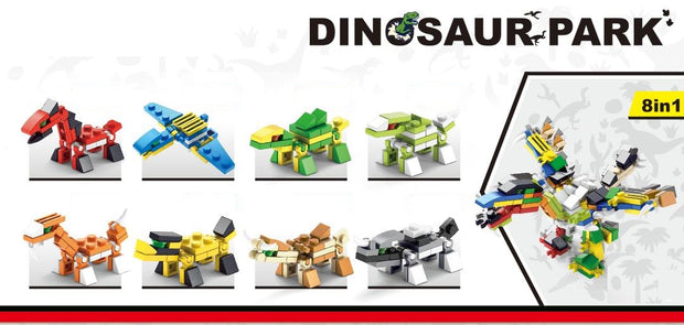 Dinosaur Park X8 Building Brick Blocks 8 in 1
